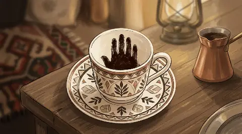 شكل الكفّ يتكوّن من ثُفل القهوة داخل الفنجان