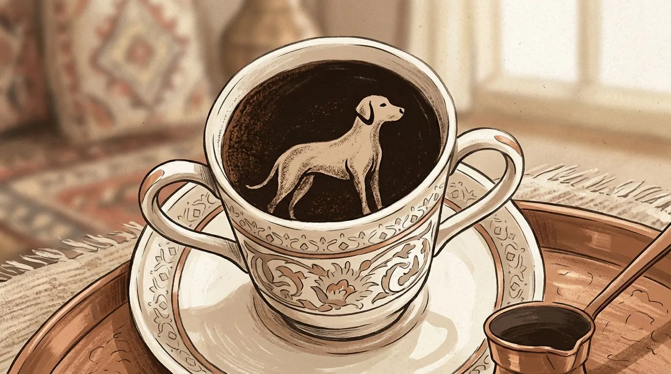 شكل الكلب يتكوّن من ثُفل القهوة داخل الفنجان