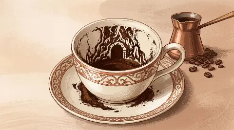 شكل الكهف يتكوّن من ثُفل القهوة داخل الفنجان
