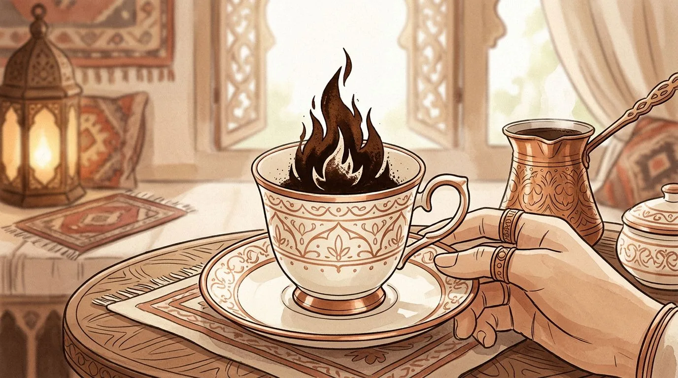 شكل اللهب يتكوّن من ثُفل القهوة داخل الفنجان