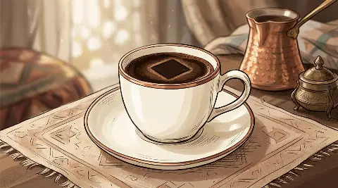 شكل المربّع يتكوّن من ثُفل القهوة داخل الفنجان