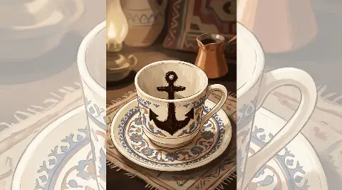 شكل المرساة يتكوّن من ثُفل القهوة داخل الفنجان