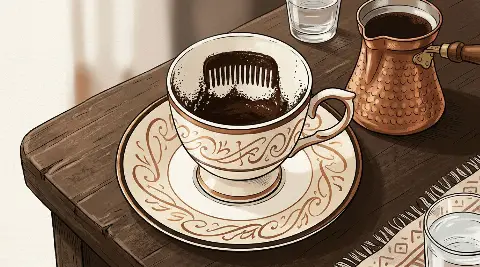 شكل المشط يتكوّن من ثُفل القهوة داخل الفنجان