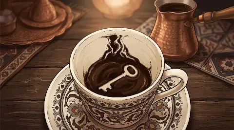 شكل المفتاح يتكوّن من ثُفل القهوة داخل الفنجان