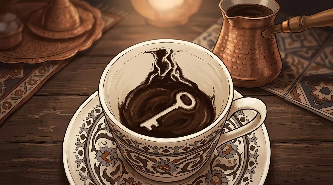 شكل المفتاح يتكوّن من ثُفل القهوة داخل الفنجان