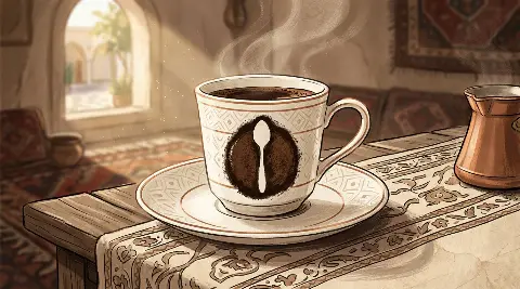 شكل الملعقة يتكوّن من ثُفل القهوة داخل الفنجان
