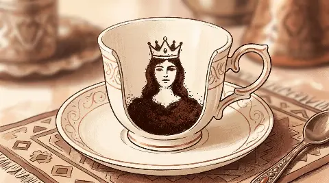 شكل الملكة يتكوّن من ثُفل القهوة داخل الفنجان