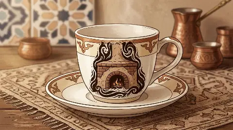 شكل الموقد يتكوّن من ثُفل القهوة داخل الفنجان