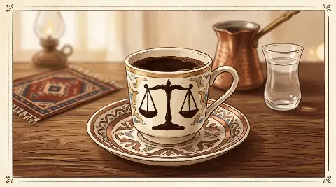 شكل الميزان يتكوّن من ثُفل القهوة داخل الفنجان