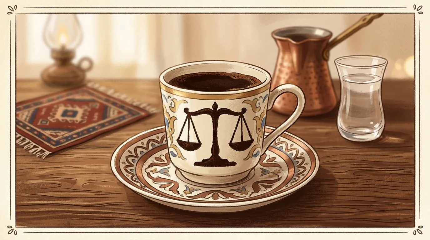 شكل الميزان يتكوّن من ثُفل القهوة داخل الفنجان