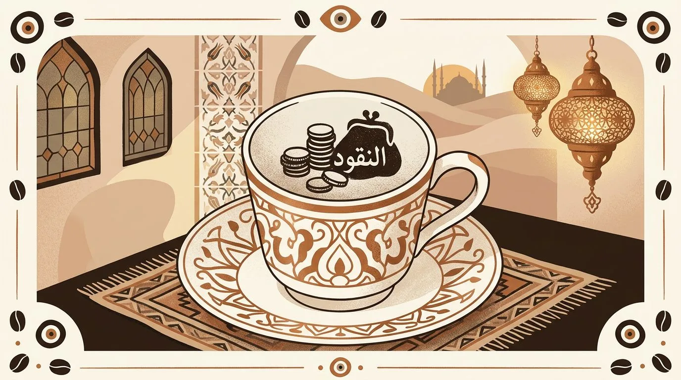 شكل النقود يتكوّن من ثُفل القهوة داخل الفنجان