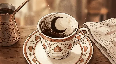 شكل الهلال يتكوّن من ثُفل القهوة داخل الفنجان