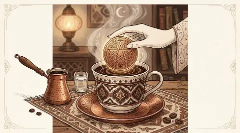 رسم رمزي لبطاقة آس النقود في مجموع التاروت