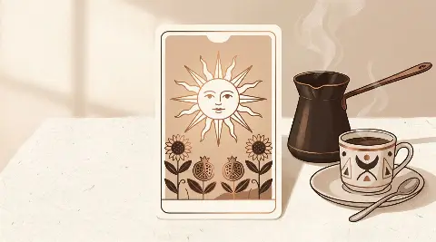رسم رمزي لبطاقة الشمس في مجموع التاروت