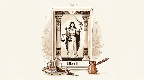 رسم رمزي لبطاقة العدالة في مجموع التاروت