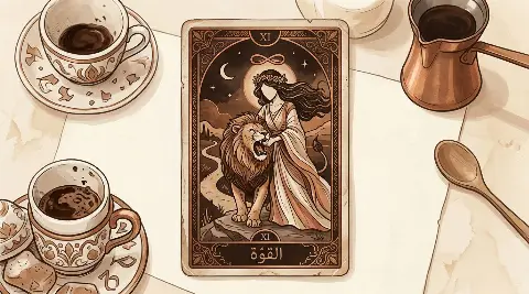 رسم رمزي لبطاقة القوة في مجموع التاروت