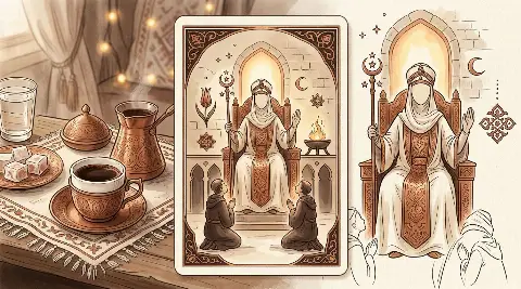 رسم رمزي لبطاقة الكاهن الأكبر في مجموع التاروت