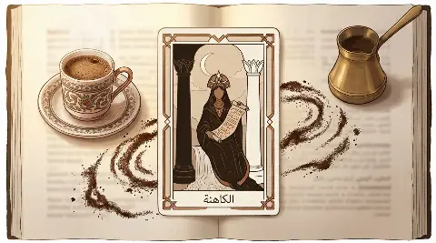 رسم رمزي لبطاقة الكاهنة في مجموع التاروت