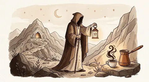 رسم رمزي لبطاقة الناسك في مجموع التاروت