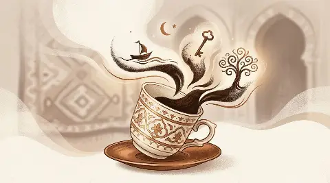 مشهد حلمي يظهر فيه القهوة