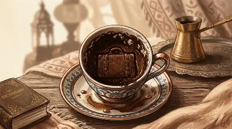 شكل حقيبة السفر يتكوّن من ثُفل القهوة داخل الفنجان